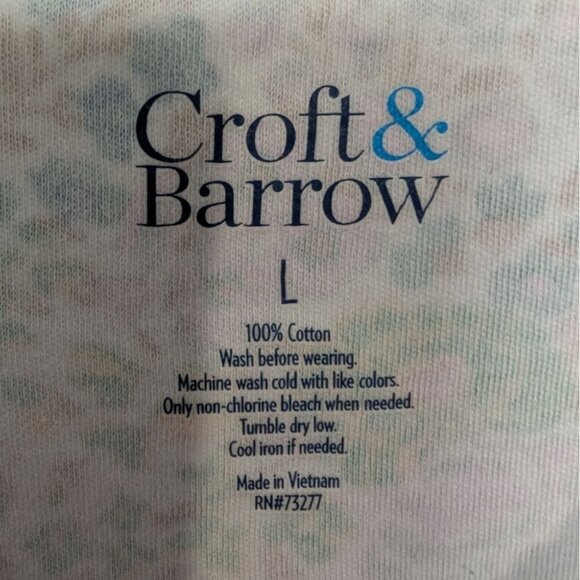 Croft & Barrow Floral Shirt Womens Size Large Purple 100% Cotton 3/4 Sleeves - Picture 3 of 8